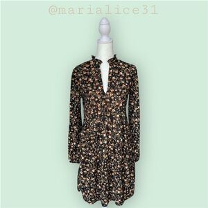 ZARA Floral Long Sleeve Dress, Small. See description & measurements in photos.